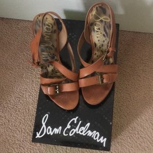 Sam Edelman wedge high heel leather sandals
